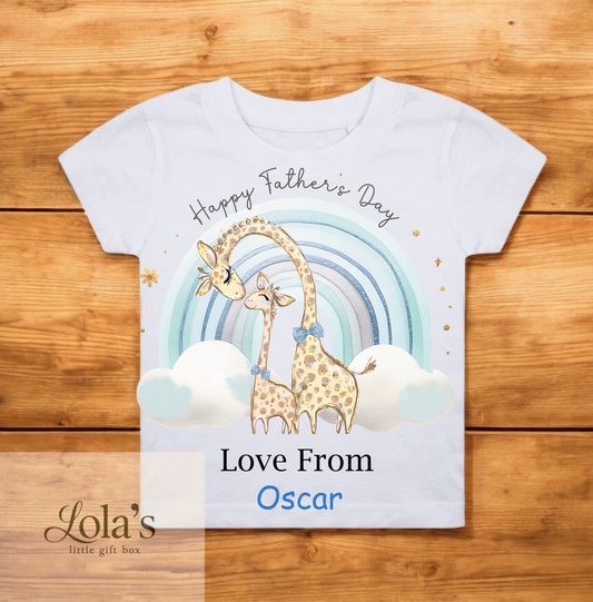 Fathers Day Blue Giraffe Toddler & Kids T Shirt Design