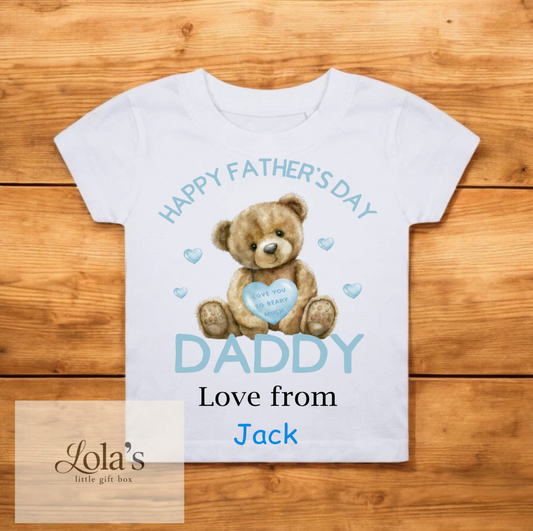 Fathers Day Blue Teddy Bear Toddler & Kids T Shirt Design
